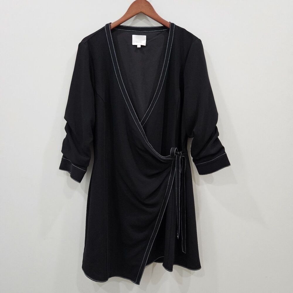 Cinq a Sept Chelsea Wrap Mini Little Black Dress Size 14 Whimsygoth Dark Fairy